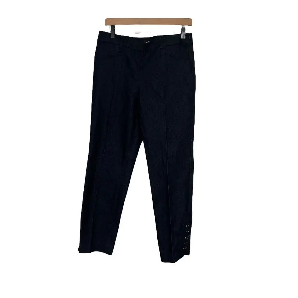 Talbots Womens Dark Blue Lace Up Cuff Detail Career Pants Size 4